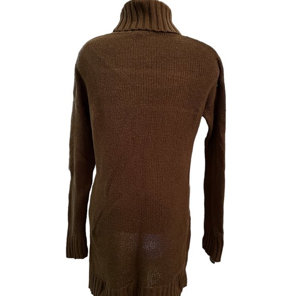HALOGEN Green Long Knit Turtleneck Sweater Size S Hi Low **Deep Olive Green - Picture 5 of 10